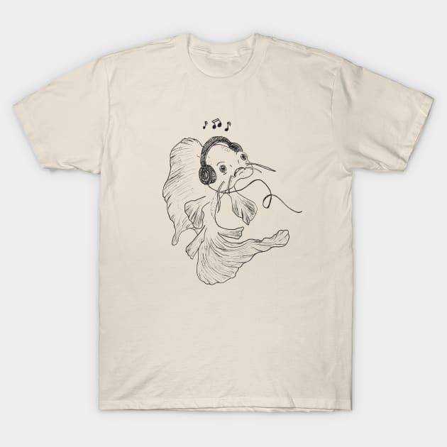 Musical Fish -- musician gift, koi fish lover, headphones T-Shirt by Inspirational Koi Fish